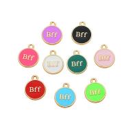 Zinc Alloy Enamel Pendants, Flat Round, gold color plated, Unisex Approx 