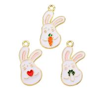 Zinc Alloy Enamel Pendants, Rabbit, gold color plated, Unisex Approx 