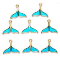 Zinc Alloy Enamel Pendants, Mermaid tail, gold color plated, Unisex, blue Approx 