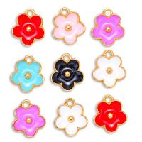 Zinc Alloy Enamel Pendants, Flower, gold color plated, Unisex Approx 