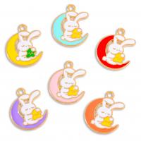 Zinc Alloy Enamel Pendants, Rabbit, gold color plated, Unisex Approx 