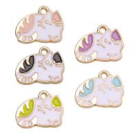 Zinc Alloy Enamel Pendants, Cat, gold color plated, Unisex Approx 