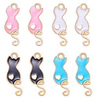 Zinc Alloy Enamel Pendants, Cat, gold color plated, Unisex Approx 