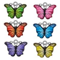 Zinc Alloy Enamel Pendants, Butterfly, silver color plated, Unisex Approx 