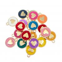 Zinc Alloy Enamel Pendants, Flat Round, gold color plated, Unisex Approx 