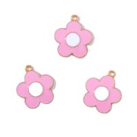 Zinc Alloy Enamel Pendants, Flower, gold color plated, Unisex Approx 