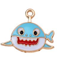 Zinc Alloy Enamel Pendants, Shark, gold color plated, Unisex Approx 