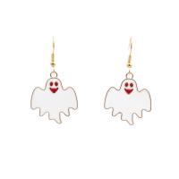 aleación de zinc Pendientes con Colgantes, Fantasma, chapado en color dorado, Diseño de Halloween & para mujer & esmalte, más colores para la opción, 25x44mm, Vendido por Par