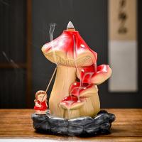 Incense Smoke Flow Backflow Holder Ceramic Incense Burner, Resin, mushroom, handmade, for home and office & durable & multifunctional 