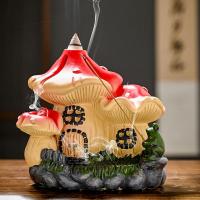 Incense Smoke Flow Backflow Holder Ceramic Incense Burner, Resin, mushroom, handmade, for home and office & durable & multifunctional 