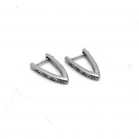 Mens acier inoxydable Hoop boucles d'oreilles, Acier inoxydable 316, triangle, poli, Vintage & bijoux de mode & unisexe & noircir, couleur originale 2mm, Vendu par paire