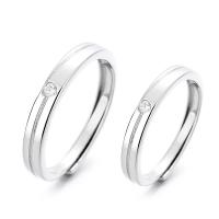 Anneaux Couple doigt, Argent sterling 925, poli, Réglable & pavé de micro zircon, couleur originale, Vendu par PC