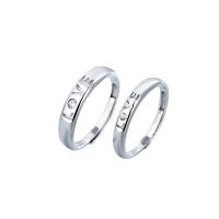 Anneaux Couple doigt, Argent sterling 925, poli, Réglable & pavé de micro zircon, couleur originale, Vendu par PC