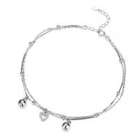 Plata de ley 925 pulsera tobillera, chapado en color de plata, micro arcilla de zirconia cúbica & para mujer, plateado, 230mm, Vendido por UD