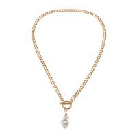 Zinc Alloy Necklace, with Plastic Pearl, irregular, gold color plated, fashion jewelry & for woman Approx 19.3 Inch 