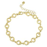 Cubic Zirconia Micro Pave Brass Bracelet, gold color plated, micro pave cubic zirconia & for woman & hollow Approx 10 Inch 