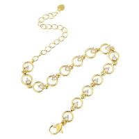 Cubic Zirconia Micro Pave Brass Bracelet, gold color plated, micro pave cubic zirconia & for woman & hollow Approx 10 Inch 