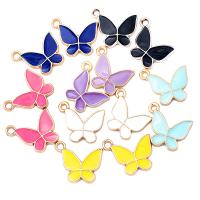 Zinc Alloy Enamel Pendants, Butterfly, gold color plated, DIY Approx 2mm 