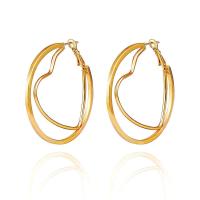 Zinc Alloy Hoop Earring, Heart, plated, fashion jewelry & for woman 50mm 