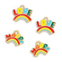 Zinc Alloy Enamel Pendants, Rainbow, gold color plated, Unisex Approx 