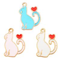 Zinc Alloy Enamel Pendants, Cat, gold color plated, Unisex Approx 