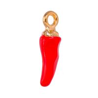 Zinc Alloy Enamel Pendants, Cayenne, gold color plated, Unisex, red Approx 