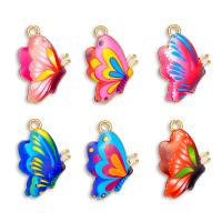 Zinc Alloy Enamel Pendants, Butterfly, gold color plated, Unisex Approx 