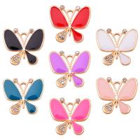 Zinc Alloy Enamel Pendants, Butterfly, gold color plated, Unisex & with rhinestone Approx 