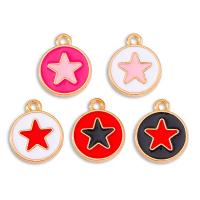 Zinc Alloy Enamel Pendants, Flat Round, gold color plated, Unisex Approx 