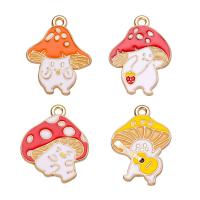 Zinc Alloy Enamel Pendants, mushroom, gold color plated, Unisex Approx 