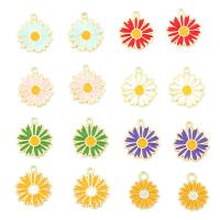 Zinc Alloy Enamel Pendants, Flower, gold color plated, DIY 