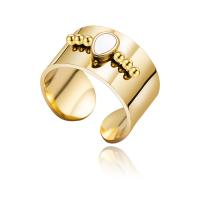 Anillo de dedo de acero Titanium de, Partículas de acero, con Nácar, chapado en oro de 14 K, Joyería & para mujer, dorado, 19mm, Vendido por UD