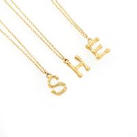 Collier de bijoux de titane, Acier titane, avec 5cm chaînes de rallonge, Lettre d’alphabet, Placage ionique sous vide, bijoux de mode & lettres sont de A à Z & styles différents pour le choix & pour femme, doré cm, Vendu par PC