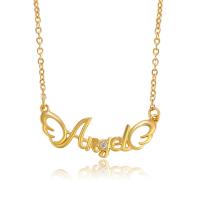 Collar de aleación de cinc con diamantes de imitación, aleación de zinc, con 5cm extender cadena, Carta del alfabeto, chapado en color dorado, Joyería & ajustable & para mujer, dorado, 10mm, longitud:40 cm, Vendido por UD