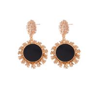 Enamel Zinc Alloy Drop Earring, Flower, gold color plated, for woman 