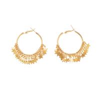 Pendientes Aro de Aleación de Zinc, Estrella, chapado en color dorado, Joyería & para mujer, 52x60mm, Vendido por Par