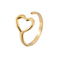 Partículas de acero Anillo de dedo Cuff, Corazón, Recubrimiento iónico al vacío, Joyería & diverso tamaño para la opción & para mujer & hueco, más colores para la opción, Vendido por UD