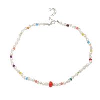 Collier de perles en plastique, perle de plastique, avec Seedbead, avec 2.16inch chaînes de rallonge, champignon, Style coréen & pour femme Environ 16.5 pouce, Vendu par PC