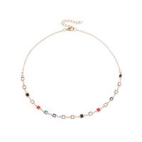 Collar de aleación de cinc con diamantes de imitación, aleación de zinc, con Taladro de vidrio, con 1.96inch extender cadena, chapado en color dorado, Joyería & para mujer, longitud:aproximado 16 Inch, Vendido por UD