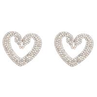 Zinc Alloy Rhinestone Stud Earring, Geometrical Pattern, plated, for woman & with rhinestone & hollow 