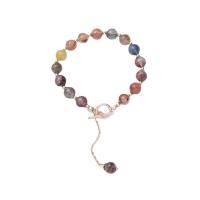 Bracelets quartz, Cristal naturel, avec alliage de zinc, Placage de couleur d'or, pour femme, multicolore Environ 6.1 pouce, Vendu par PC