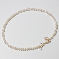 Collier de chaîne en laiton de perles d'eau douce, perle d'eau douce cultivée, avec Nacre perles & laiton, papillon, Placage de couleur d'or, pour femme, blanc, 5-6mm Environ 42 cm, Vendu par PC