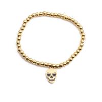 acero inoxidable 316L Pulsera, Calavera, chapado en color dorado, Diseño de Halloween & unisexo, dorado, 16x10mm, longitud:16-22 cm, Vendido por UD