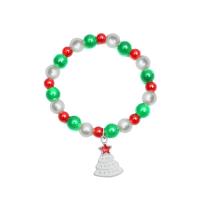 Bracelet de Noël en alliage zinc, Des billes de verre, avec calcédoine & alliage de zinc, Placage, Conception de Noël & styles différents pour le choix & pour femme & émail .3 pouce, Vendu par PC