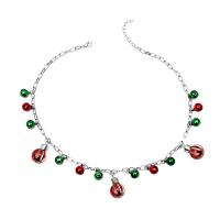 Joyería de la Navidad del collar del suéter, aleación de zinc, con 1.97 extender cadena, Cascabel de Navidad, chapado, Diseño de Navidad & diferentes estilos para la opción & para mujer, color mixto, longitud:17.91 Inch, Vendido por UD