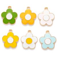 Zinc Alloy Enamel Pendants, Flower, gold color plated, DIY 