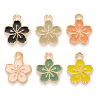 Zinc Alloy Enamel Pendants, Oriental Cherry, gold color plated, DIY 