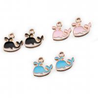 Zinc Alloy Enamel Pendants, Whale, gold color plated, DIY 