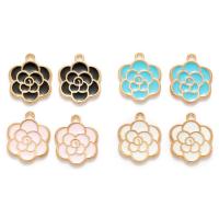 Zinc Alloy Enamel Pendants, Tree Paeony, gold color plated, DIY 