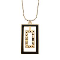 Titanium Steel Jewelry Necklace, with 5cm extender chain, Rectangle, Vacuum Ion Plating, fashion jewelry & with roman number & Unisex & hollow cm 